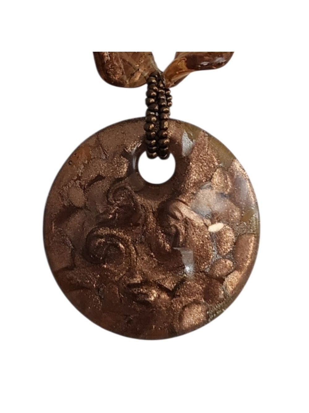 Artisan Brown Beaded Necklace with Pendant